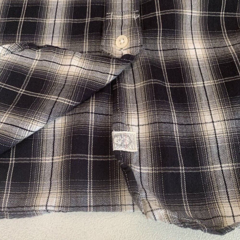 Ralph Lauren plaid flannel shirt Womens Medium‎ Black Cream Lauren Jeans Cotton - Picture 5 of 12